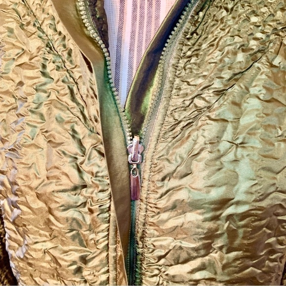 New UBU Jacket Small Reversible Olive Green Shiny & Matte Sides Long Slvs Zipup - Picture 7 of 15